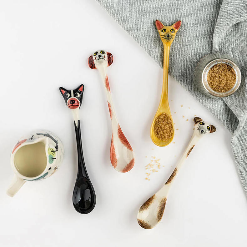 Hannah Turner Handmade Ceramic Dog Spoons Set of 4